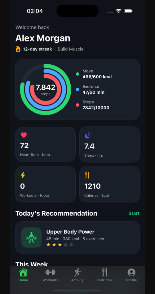 The iOS app the model built